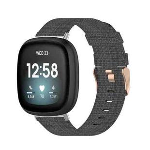 For Fitbit Versa 3 / Fitbit Sense Nylon Canvas Strip Texture Watch Band, Size: Free Size(Dark Gray)
