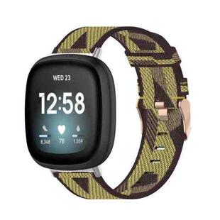For Fitbit Versa 3 / Fitbit Sense Nylon Canvas Strip Texture Watch Band, Size: Free Size(Yellow)
