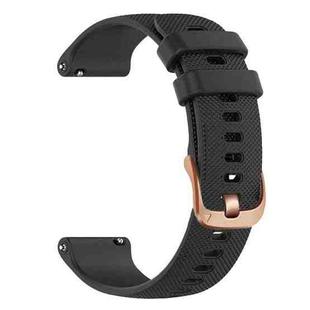 20mm For Garmin Vivoactive 5 / Venu / Forerunner 165 xDfind Rose Gold Buckle Silicone Sport Watch Band(Black)