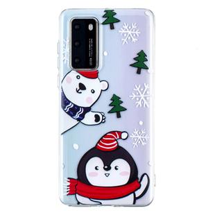 For Huawei P40 Christmas Pattern TPU Protective Case(Penguin Bear)