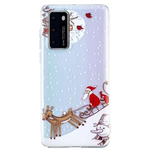 For Huawei P40 Christmas Pattern TPU Protective Case(Brown Deer Santa Claus)