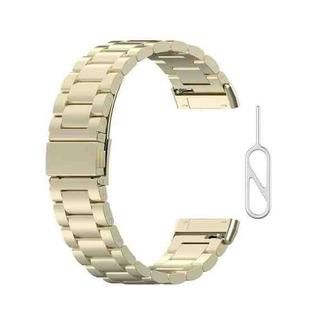 For Fitbit Versa 3 / Fitbit Sense 3-Beads Stainless Steel Watch Band with Disassembly Tools(Official Gold)