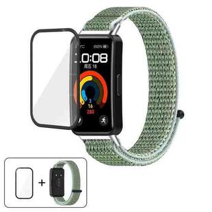 For Huawei Band 8 / 8 NFC Nylon Hook and Loop Fastener Watch Band with 3D Curved Film(Ocean Blue)