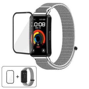 For Huawei Band 8 / 8 NFC Nylon Hook and Loop Fastener Watch Band with 3D Curved Film(Sea Shell Color)