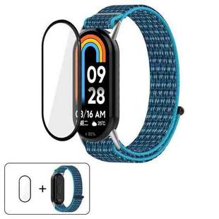 For Xiaomi Smart Band 9 / 9 NFC Nylon Hook and Loop Fastener Watch Band with 3D Curved Film(Navy Blue)