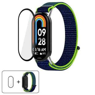 For Xiaomi Mi Band 8 / 8 NFC Nylon Hook and Loop Fastener Watch Band with 3D Curved Film(Lime)