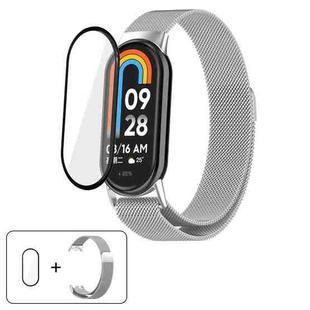 For Xiaomi Smart Band 9 / 9 NFC Milanese Stainless Steel Watch Band with 3D Curved Film(Silver)