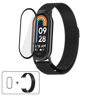For Xiaomi Smart Band 9 / 9 NFC Milanese Stainless Steel Watch Band with 3D Curved Film(Black)