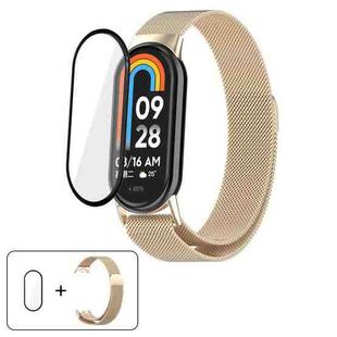 For Xiaomi Smart Band 9 / 9 NFC Milanese Stainless Steel Watch Band with 3D Curved Film(Champagne)