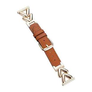 22mm xDfind V-shaped Metal Hybrid Leather Watch Band(Gold)