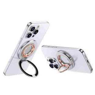Contrast Color Dual MagSafe Magnetic Ring Phone Holder with Gear Sound(Titanium Silver Rose Gold)