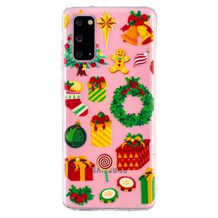 For Samsung Galaxy S20+ Christmas Pattern TPU Protective Case(Wreath Sugar Cake Man)
