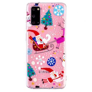 For Samsung Galaxy S20+ Christmas Pattern TPU Protective Case(Pink Deer Santa Claus)