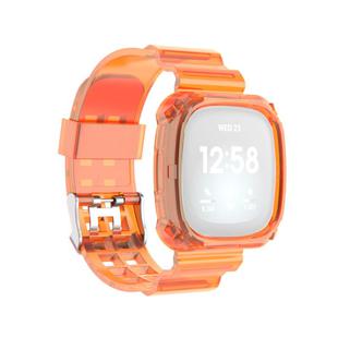 For Fitbit Versa 3 / Fitbit Sense Transparent One-piece TPU Watch Band, Size: Free Size(Orange)