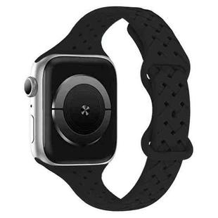For Apple Watch 42 / 44 / 45 / 46 / 49mm xDfind Butterfly Buckle Braid Silicone Watch Band(Black)