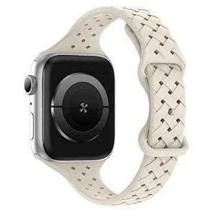 For Apple Watch 42 / 44 / 45 / 46 / 49mm xDfind Butterfly Buckle Braid Silicone Watch Band(Starlight)