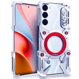 For Samsung Galaxy S23+ 5G Rotating Bracket Hollow Metal Phone Case(Silver)
