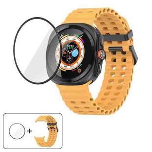 For Samsung Galaxy Watch Ultra 2025 Marine Double Buckle Silicone Watch Band with 3D Curved Film(Yellow)
