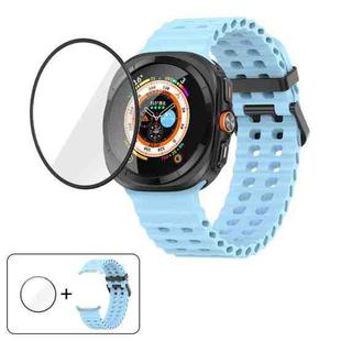 For Samsung Galaxy Watch Ultra 2025 Marine Double Buckle Silicone Watch Band with 3D Curved Film(Cloud Blue)