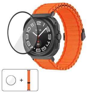 For Samsung Galaxy Watch Ultra 47mm Marine Loop Nylon Watch Band with 3D Curved Film(Orange)