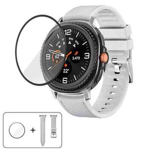 For Samsung Galaxy Watch8 40mm Silicone Leather Skin Watch Band with 3D Curved Film(Light Grey)