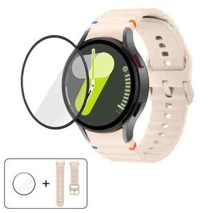 For Samsung Galaxy Watch7 44mm Wave Stitching Silicone Watch Band with 3D Curved Film(Pink)