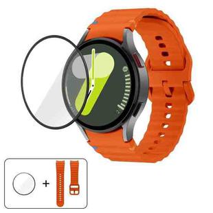 For Samsung Galaxy Watch6 40mm Wave Stitching Silicone Watch Band with 3D Curved Film(Orange)