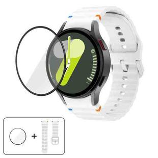 For Samsung Galaxy Watch6 44mm Wave Stitching Silicone Watch Band with 3D Curved Film(White)