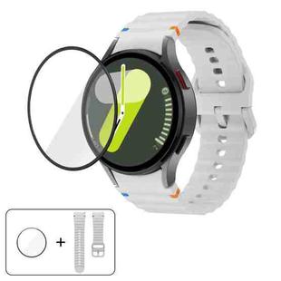 For Samsung Galaxy Watch6 Classic 43mm Wave Stitching Silicone Watch Band with 3D Curved Film(Light Grey)