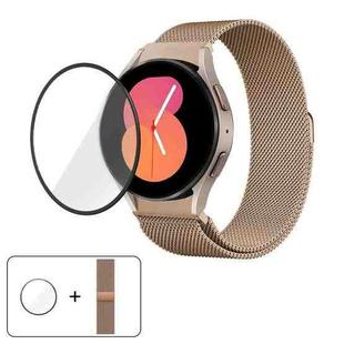 For Samsung Galaxy Watch FE 40mm Milanese Magnetic Stainless Steel Watch Band with 3D Curved Film(Retro Gold)