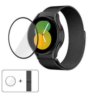 For Samsung Galaxy Watch FE 40mm Milanese Magnetic Stainless Steel Watch Band with 3D Curved Film(Black)