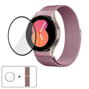 For Samsung Galaxy Watch6 40mm Milanese Magnetic Stainless Steel Watch Band with 3D Curved Film(Rose Gold)
