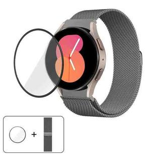 For Samsung Galaxy Watch6 44mm Milanese Magnetic Stainless Steel Watch Band with 3D Curved Film(Space Grey)
