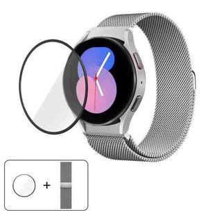 For Samsung Galaxy Watch6 Classic 43mm Milanese Magnetic Stainless Steel Watch Band with 3D Curved Film(Silver)