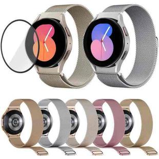For Samsung Galaxy Watch5 44mm Milanese Magnetic Stainless Steel Watch Band with 3D Curved Film(Retro Gold)