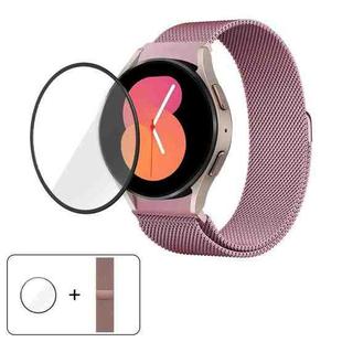 For Samsung Galaxy Watch4 Active 44mm Milanese Magnetic Stainless Steel Watch Band with 3D Curved Film(Rose Gold)