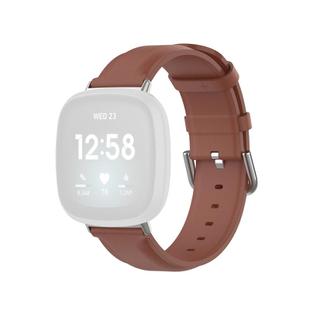 For Fitbit Versa 3 / Fitbit Sense Round Tail Leather Watch Band, Size: Free Size(Brown)