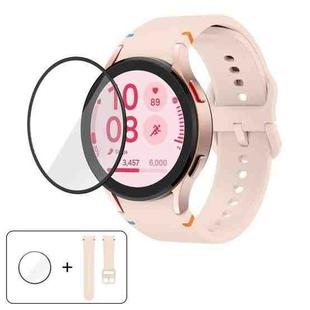 For Samsung Galaxy Watch7 40mm Plain Stitching Silicone Watch Band with 3D Curved Film(Pink)
