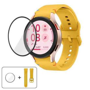 For Samsung Galaxy Watch5 44mm Plain Stitching Silicone Watch Band with 3D Curved Film(Yellow)
