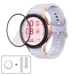 For Samsung Galaxy Watch5 Active 44mm Plain Stitching Silicone Watch Band with 3D Curved Film(Purple)