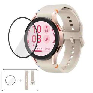 For Samsung Galaxy Watch5 Active 44mm Plain Stitching Silicone Watch Band with 3D Curved Film(Starlight)