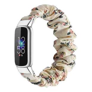 xDfind Polyester Elastic Wreath Watch Band For Fitbit Luxe, Size:L(Gold Silver Flowers)