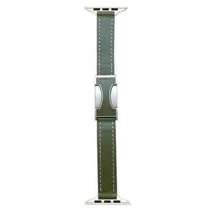 For Apple Watch 46mm / 49mm / 45mm / 44mm Magnetic Buckle 14mm Plain Genuine Leather Watch Band(Green)