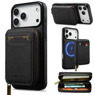 For iPhone 17 Pro LC.IMEEKE L6 Series Zipper Card Bag MagSafe Magnetic Phone Case(Black)