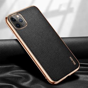 For iPhone 11 Pro SULADA Litchi Texture Leather Electroplated Shckproof Protective Case(Black)