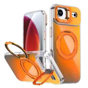For iPhone Air Gradient Discolor Rotating Holder Lens Kickstand Magsafe Phone Case(Orange)