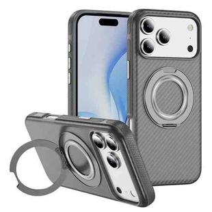 For iPhone 17 Pro Max Carbon Fiber Gear Holder C Type MagSafe Phone Case(Bright Grey+Grey)