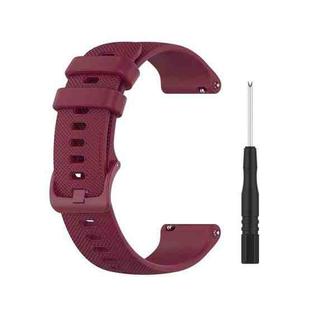 For Garmin Forerunner 745 Small Grid Quick Release Watch Band with Screwdriver, Size: Free Size 22mm(Red Wine)