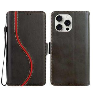 For iPhone 14 Pro Side Buckle S Curve Leather Phone Case(Black)