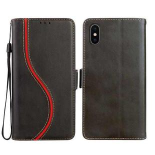 For iPhone XS Max Side Buckle S Curve Leather Phone Case(Black)